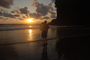 playa ventanas sunset dad holding baby